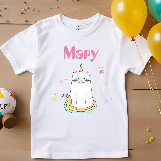 Camiseta Caticorn Cat Meow-Gical Girl name (Criador carregado)