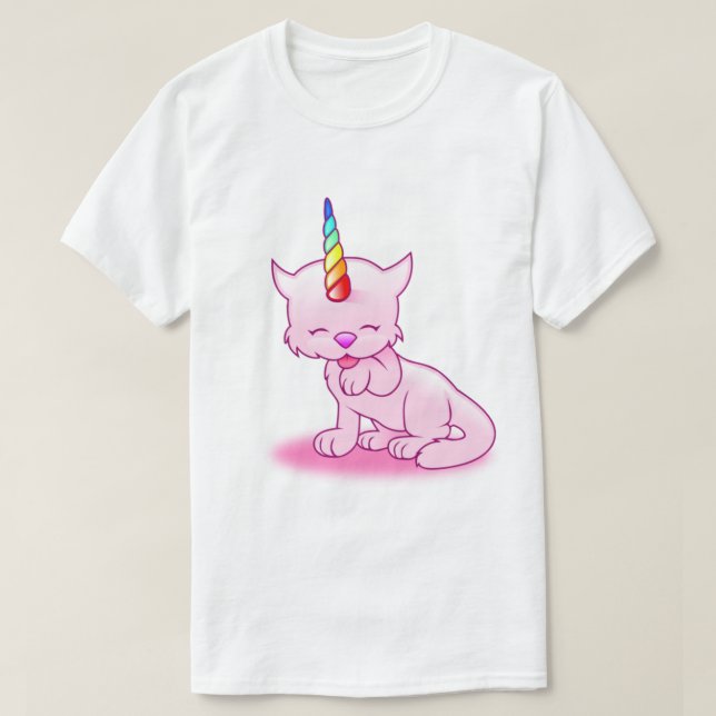 CAMISETA CATICORN RAINBOW CAT UNICORN (Frente do Design)