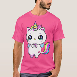 Camiseta Caticórnio Meowgical Arco-íris Gato Kittycorn Unic