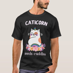 Camiseta Caticórnio Precisa de Abraços Lindo Gato Unicórni