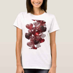 Camiseta Cativante Corações de Prata e Brilho Arte de Texto