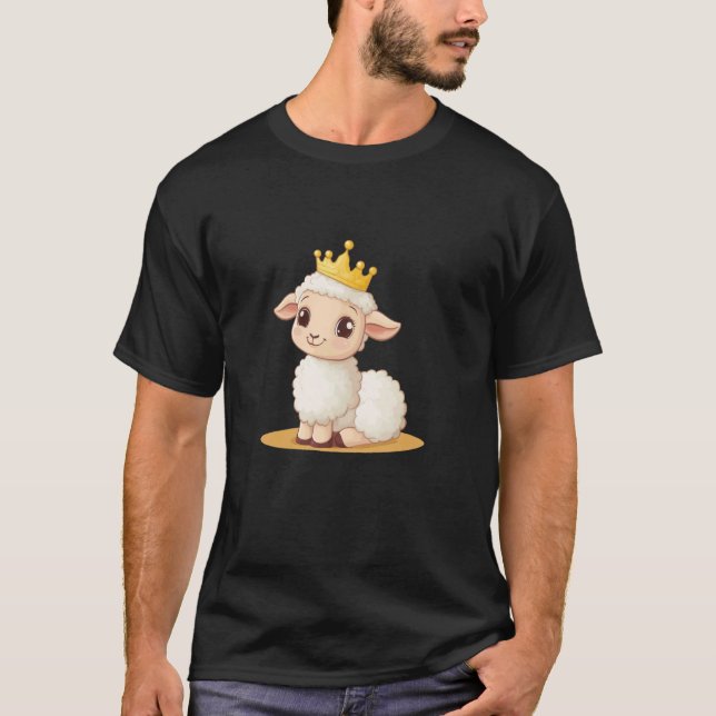 Camiseta Cativante Cordeiro Coroado para Amantes de Animais (Frente)