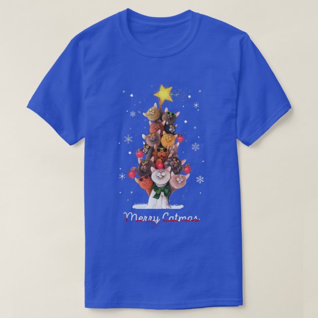 Camiseta Catmas Tree Ugly Christmas Funny Xmas Cat Gift  (Frente do Design)