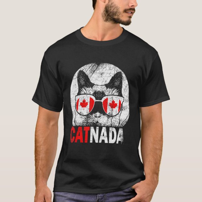 Camiseta Catnada Canadense Cat Sunvidles Canada Flag (Frente)