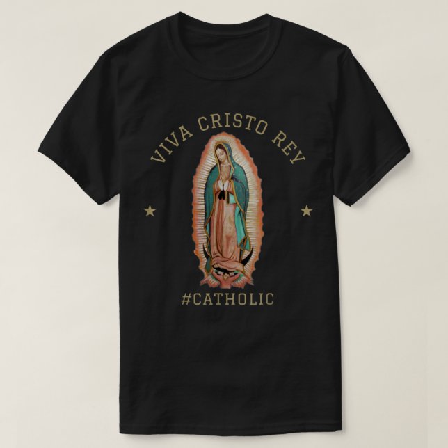 Camiseta Católica Romana Viva Cristo Rey (Frente do Design)