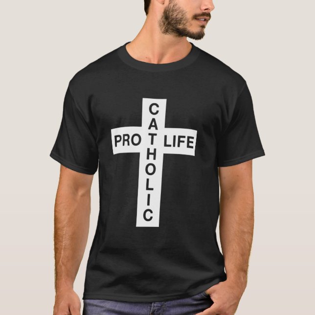 Camiseta Católico Pro Vida - Gráfico de Cruz (Frente)