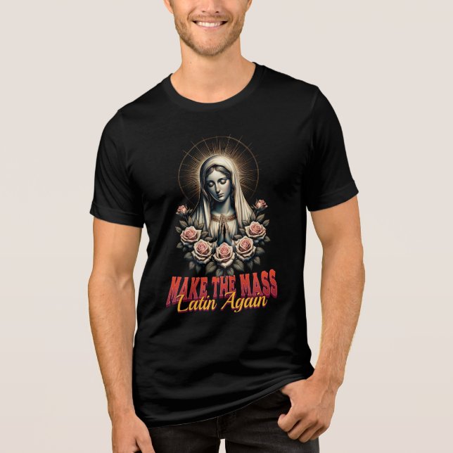 Camiseta Católico Romano Torna a Massa Latim Novamente (Frente)