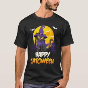 Camiseta Catoween Gatos felizes Halloween
