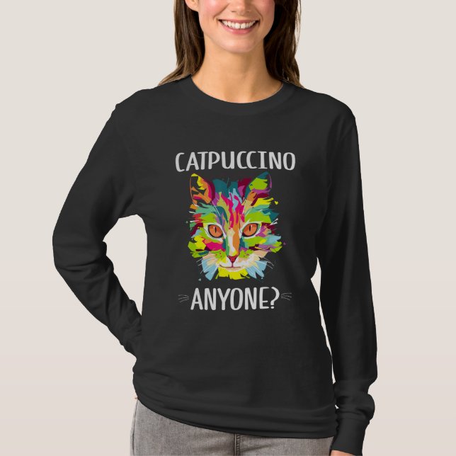 Camiseta Catpuccino Qualquer Gato Café Kitten Caffeine (Frente)