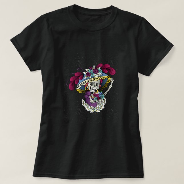 Camiseta Catrina mexicana do Vetor (Frente do Design)
