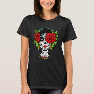 Camiseta Catrina Sugar Skull Calavera Mexicana Com Olho Ros