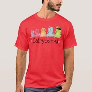 Camiseta Catryoshka Caça Um Jogo Cute Gato Russo De Boneca 