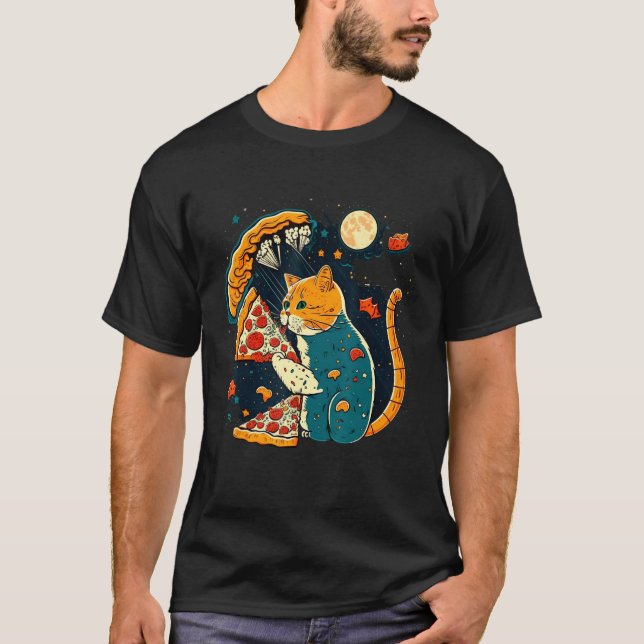 Camiseta Cats And Pizza Funny Design Cat Lovers Pizza Lover (Frente)