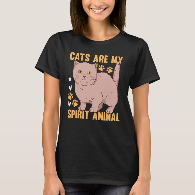 Camiseta Cats Are My Spirit Animal I Cat Owner Cute Cat  I  (Frente)