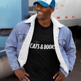 Camiseta Cats & Books – Cozy Minimalist Design