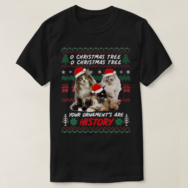 Camiseta Cats Christmas Funny Ornaments Norwegian Forest Ca (Frente do Design)