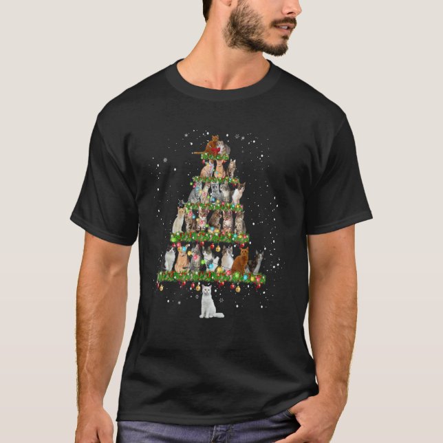 Camiseta Cats Christmas Tree Ornament Decor (Frente)