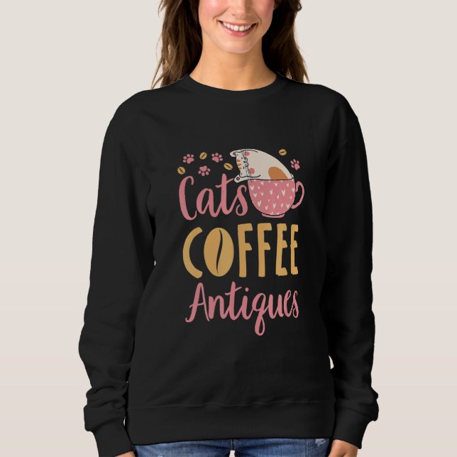 Camiseta Cats Coffee Antiques Cat  Antiquing (Frente)