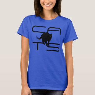 Camiseta "CATS" com uma silhueta de gato preto