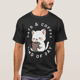 Camiseta Cats e Café - Cota de Gato Engraçada