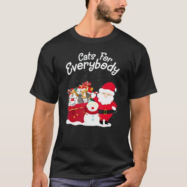 Camiseta Cats For Everybody Cat Christmas Pajama Santa Ugly (Frente)