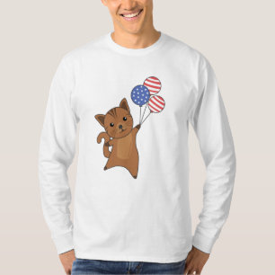 Camiseta Cats Funny Cat 4th Of July American Flag