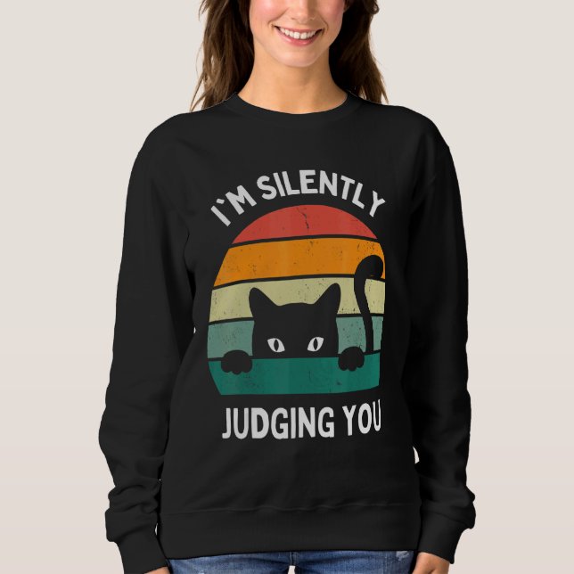 Camiseta Cats  I'm Silently Judging You Black Cat (Frente)