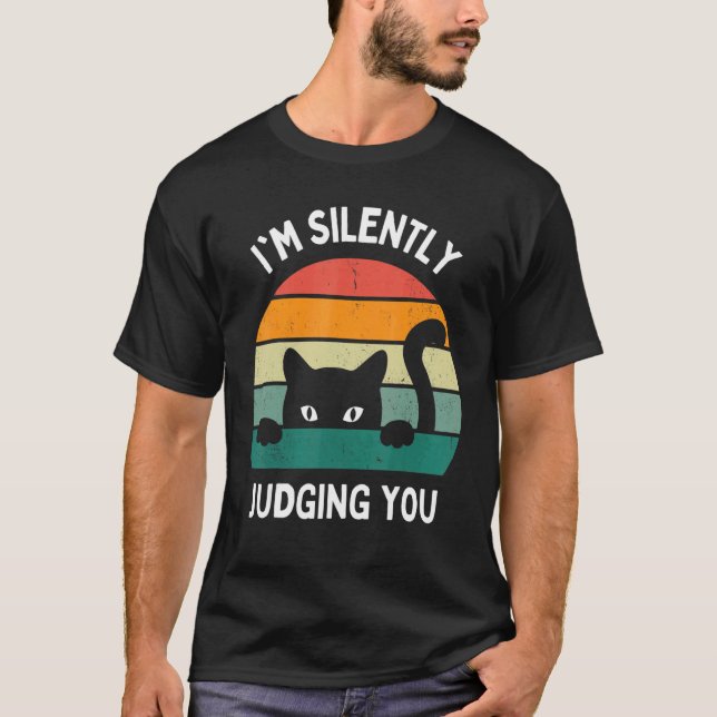 Camiseta Cats  I'm Silently Judging You Black Cat (Frente)