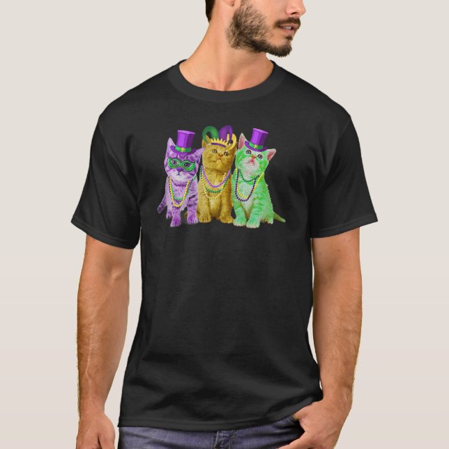 Camiseta Cats Kitten Kitty Mardi Gras Festival Party Cat Lo (Frente)