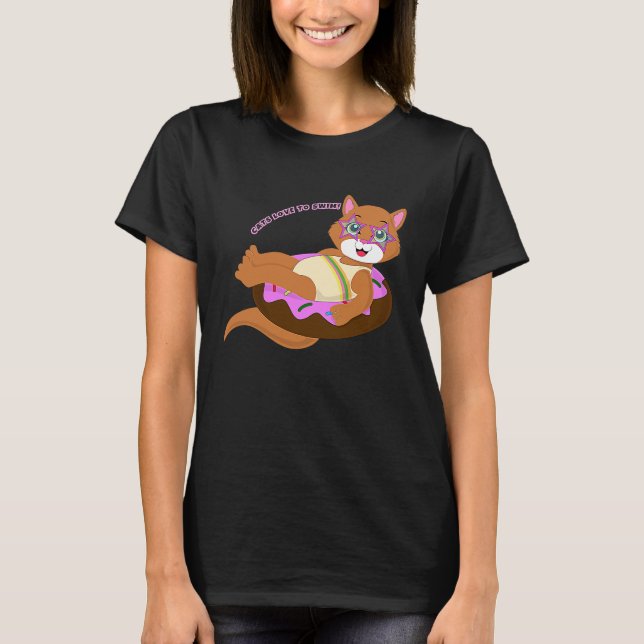 Camiseta cats love to swim summer (Frente)