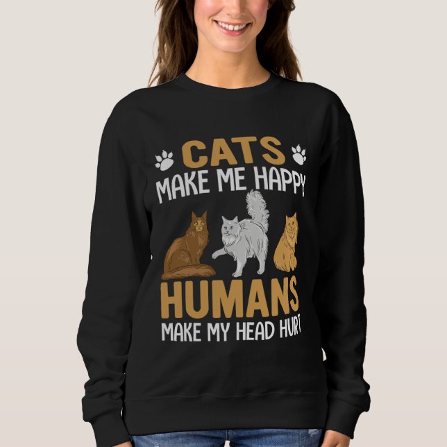 Camiseta Cats make me Happy  Cat Pun Men Women (Frente)