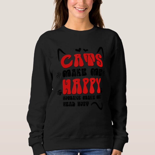 Camiseta Cats Make Me Happy Humans Make My Head Hurt (Frente)
