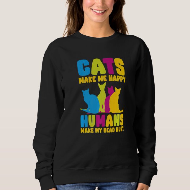 Camiseta Cats Make Me Happy Humans Make My Head Hurt Cats   (Frente)