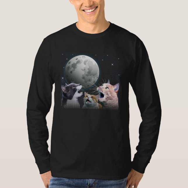 Camiseta Cats Meowling At Moon Cat   Space Kitten Joke (Frente)