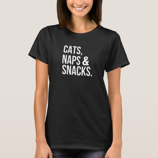 Camiseta Cats Naps & Snacks Proprietário do Cat Napping 1 (Frente)