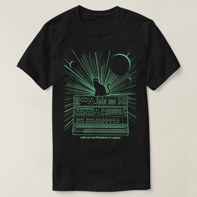Camiseta Cats On Synthesizers In Space  (Frente do Design)