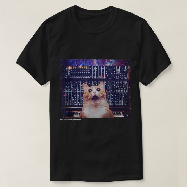 Camiseta Cats On Synthesizers In Space Cat Owner Musician M (Frente do Design)
