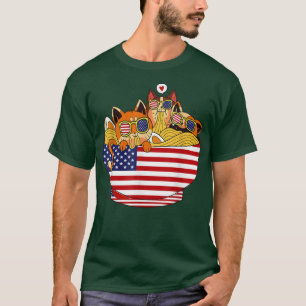 Camiseta Cats Ramen Anime American Flag Funny Cats 4th Of J
