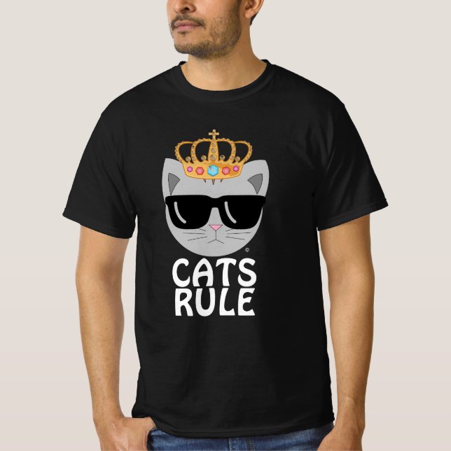 Camiseta CATS REGRA Óculos escuros Gatinho com coroa (Frente)