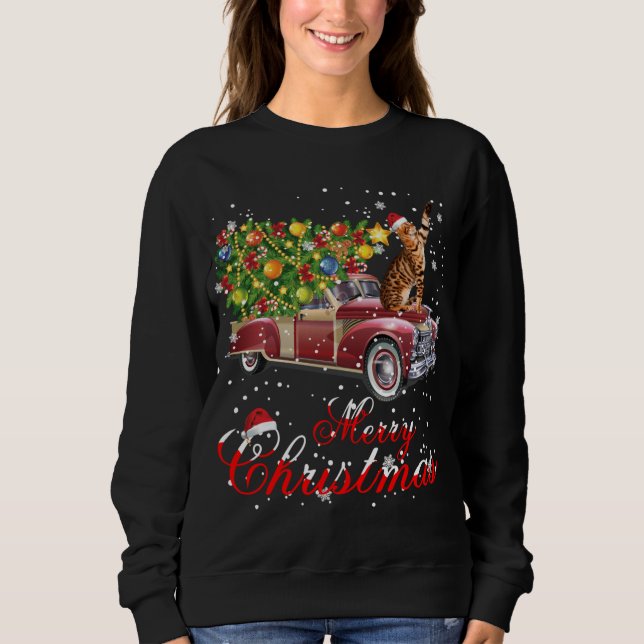 Camiseta Cats Rides Red Truck Natal Pajama (Frente)