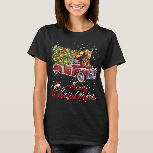 Camiseta Cats Rides Red Truck Natal Pajama (Frente)