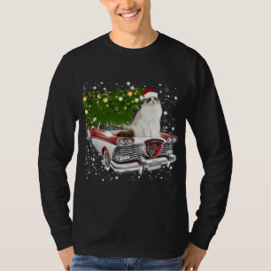 Camiseta Cats Roda Red Truck Árvore de Natal Xmas