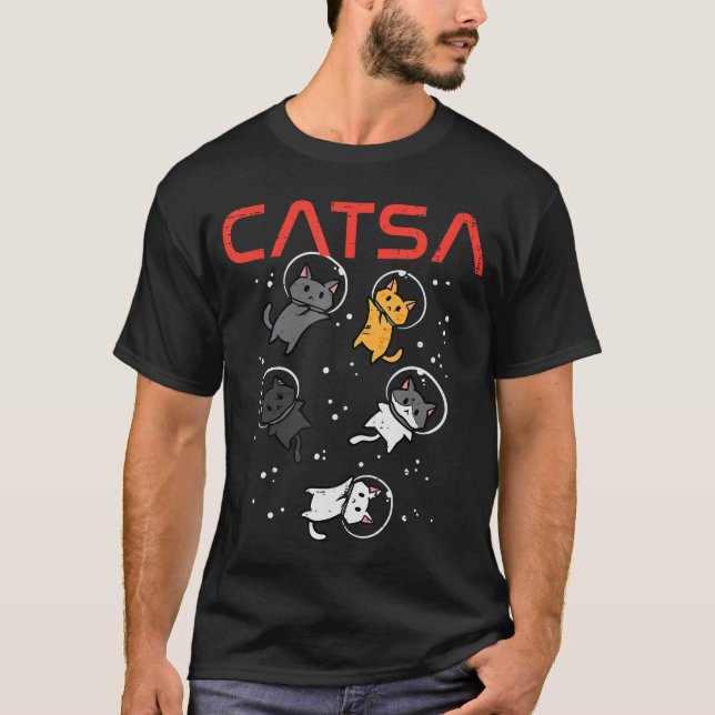 Camiseta Catsa Cat Astronauts Funny Kitten Space Women Girl (Frente)