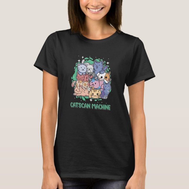Camiseta Catscan Machine Cat Kitten Humor Funcionarios (Frente)