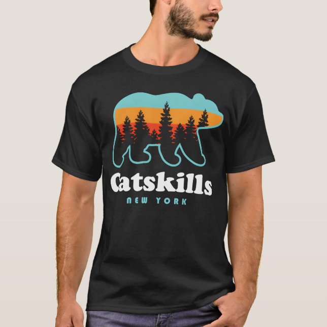 Camiseta Catss Ny Bear Mountains Camping Hiking New girl (Frente)