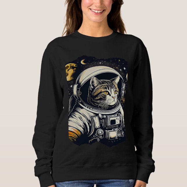 Camiseta Catstronauta - Ilustração do Espaço do Astronauta  (Frente)