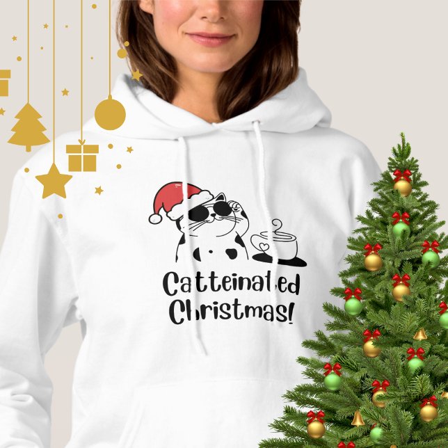 Camiseta Catteinated Christmas Coffee and Cat Lover Holiday (Criador carregado)
