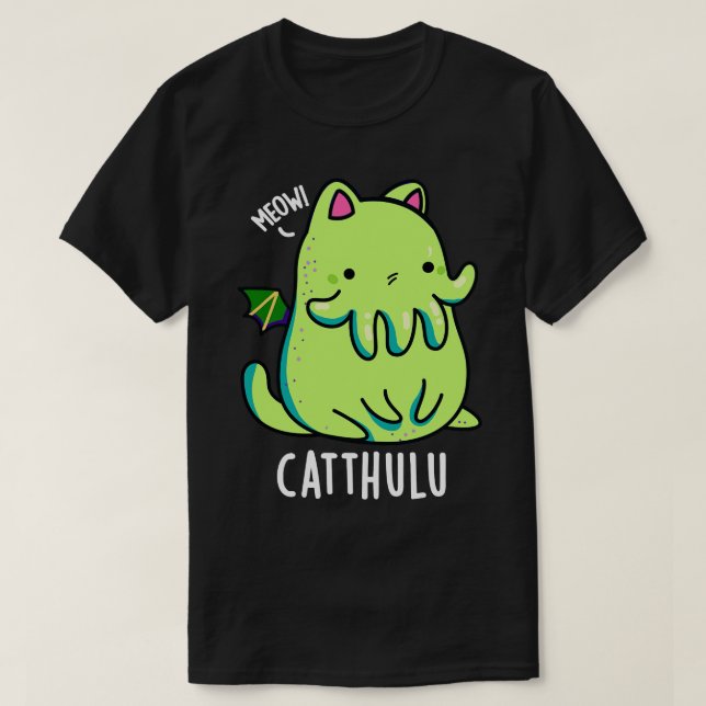Camiseta Catthulu Funny Cthulhu Cat Puns (Frente do Design)
