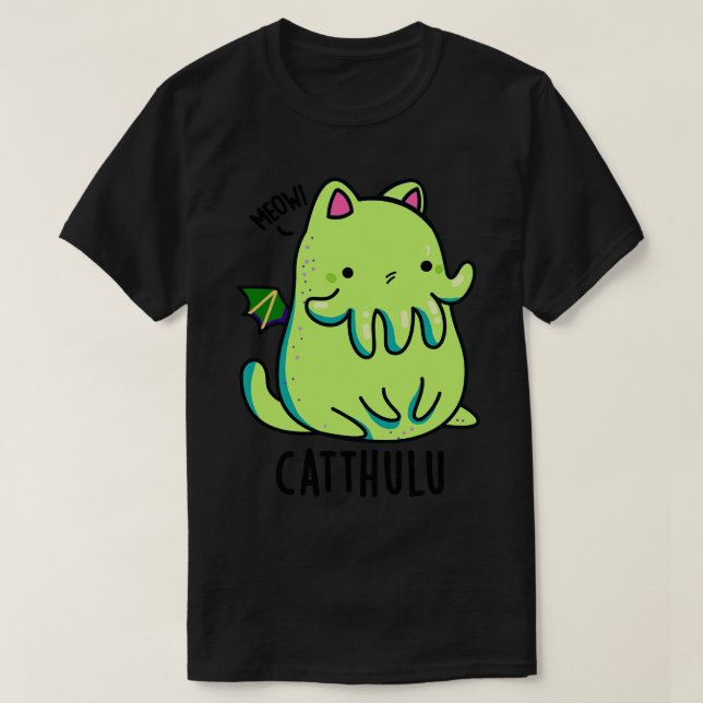 Camiseta Catthulu Funny Cthulhu Cat Puns 1 (Frente do Design)
