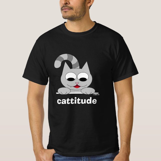 Camiseta Cattitude Engraçado Gato Pun (Frente)